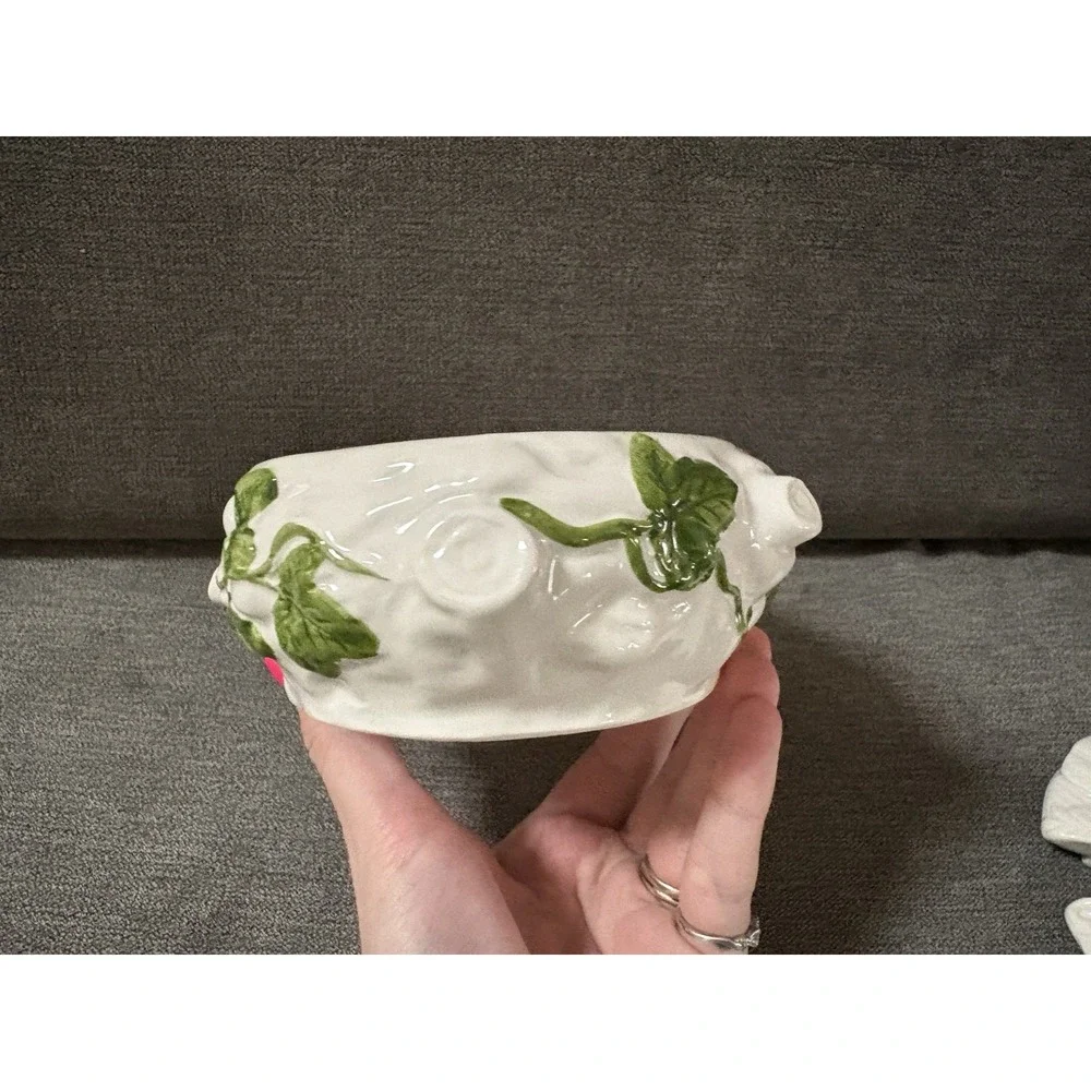 Vintage White Green Ceramic Bird on Nest Haldon Group Soup‎ Tureen 1983  7x5.75